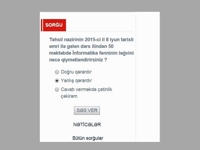İnformatika fənninin ləğvinə münasibətiniz necədir? - SORĞU