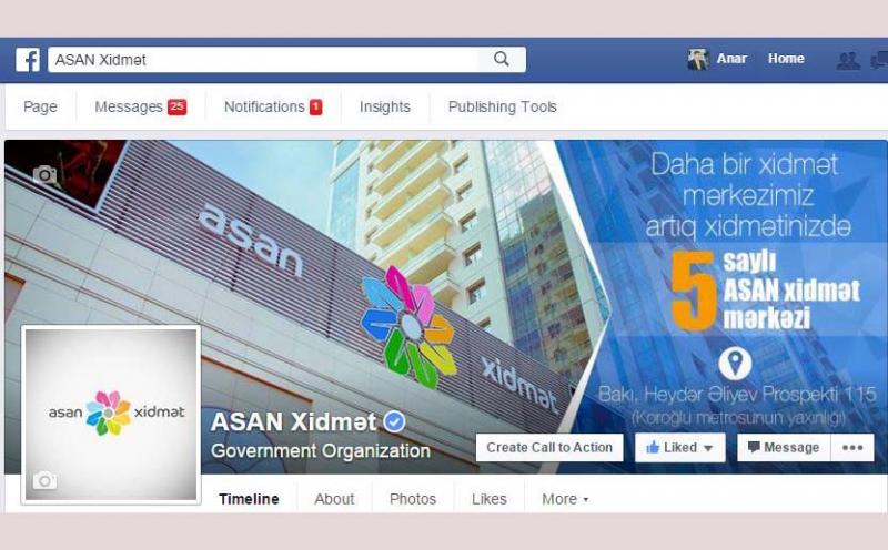 Facebook ASAN-nın səhifəsinə “mavi nişan” göndərib