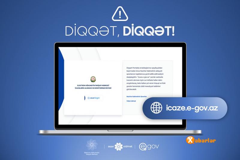 Dövlət Agentliyindən icaze.e-gov.az portalı ilə bağlı xəbərdarlıq