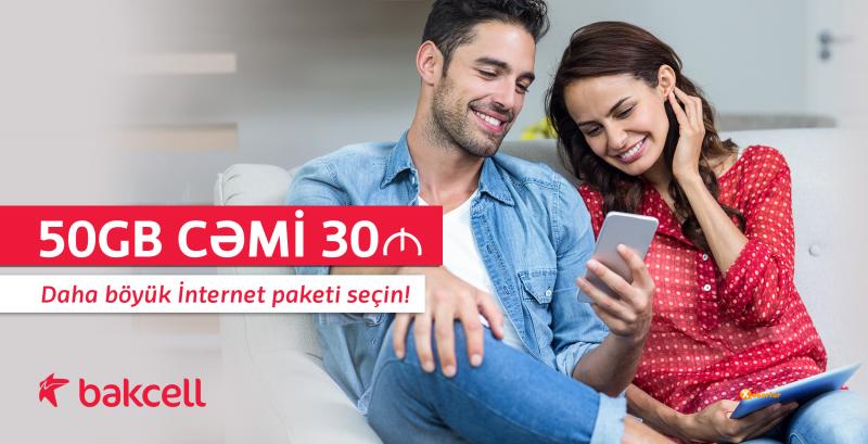Bakcell 30 manata yeni 50 GB İnternet paketini təqdim edir
