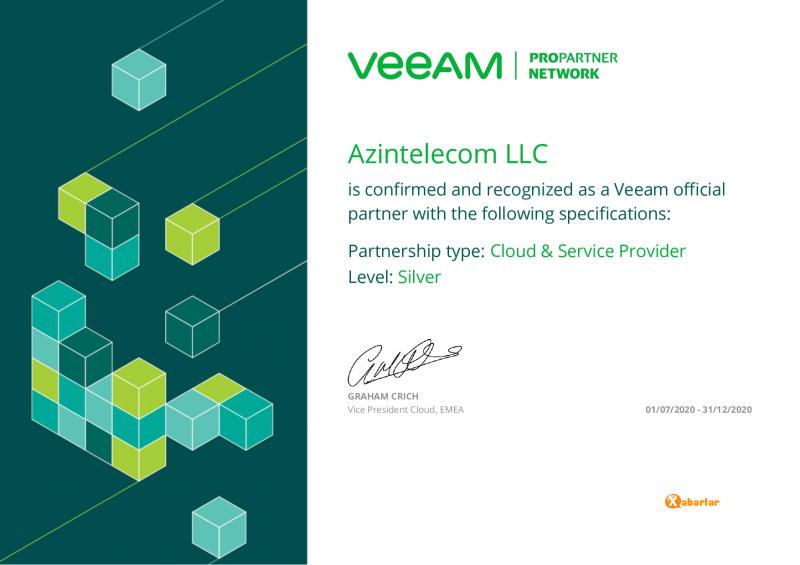 “AzInTelecom” “Veeam Software” şirkətinin Gümüş Tərəfdaşı  statusunu alıb