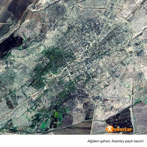 İşğaldan azad olunmuş Ağdam şəhərinin “Azersky” peykindən əldə edilmiş təsviri