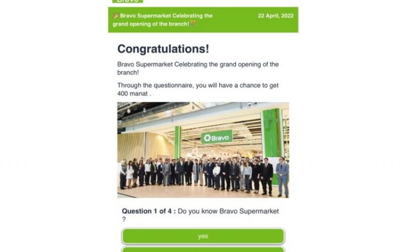.“Bravo” Marketlər şəbəkəsi adından saxta mesajlar göndərilir