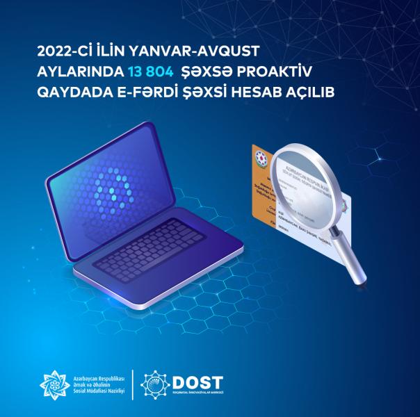 8 ayda 13 804 şəxsə proaktiv qaydada e-fərdi şəxsi hesab açılıb