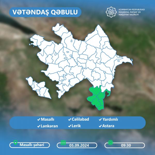 Nazir Rəşad Nəbiyev Masallıda vətəndaşları qəbul edəcək