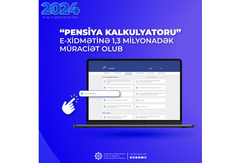 “Pensiya kalkulyatoru” elektron xidmətinə 1,3 milyonadək müraciət olub