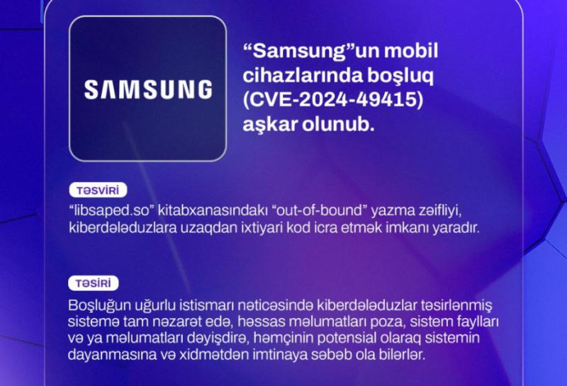 “Samsung”un mobil cihazlarında boşluq aşkar olunub