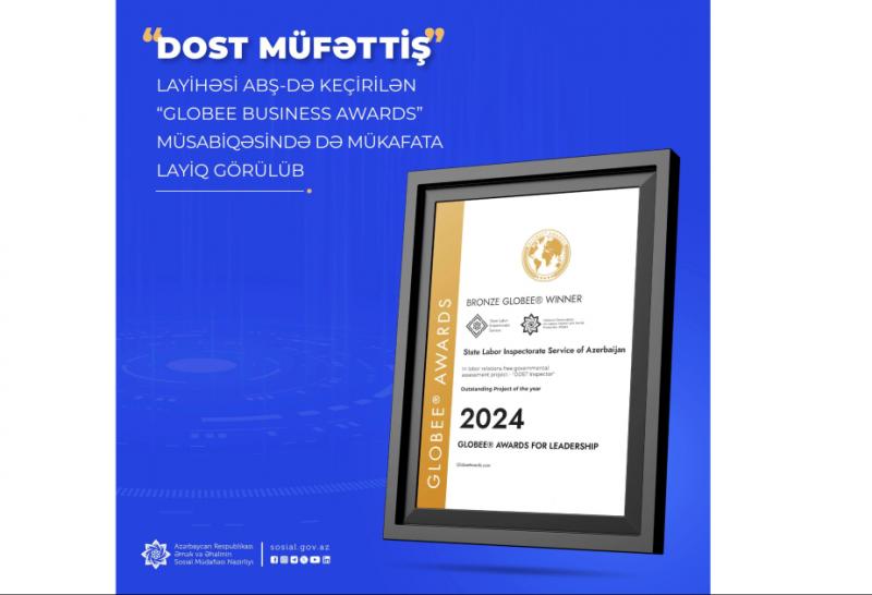 “DOST Müfəttiş” layihəsi beynəlxalq müsabiqədə mükafata layiq görülüb