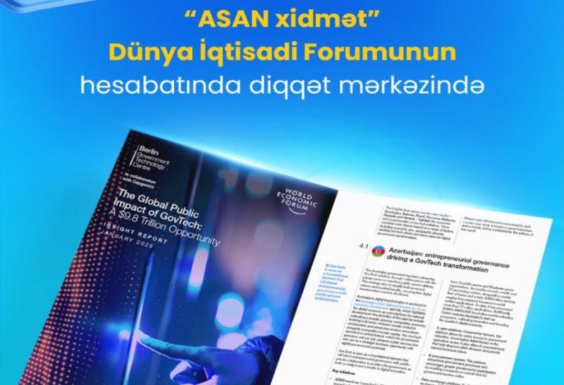 Dünya İqtisadi Forumunun hesabatında “ASAN xidmət” barədə məlumat verilib