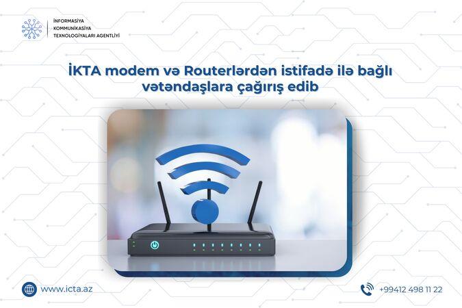 İKTA modem və routerlərdən istifadə ilə bağlı müraciət edib