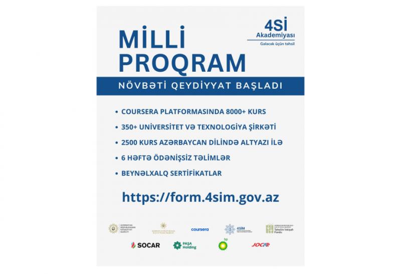 “Milli Proqram”ın ikinci mərhələsi üçün qeydiyyat başlayıb