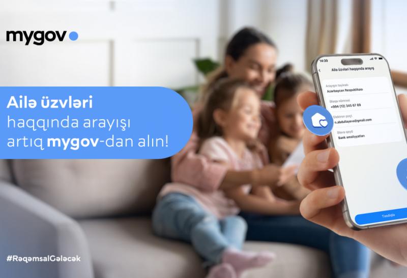 Ailə üzvləri haqqında arayışı “mygov”dan əldə etmək mümkündür