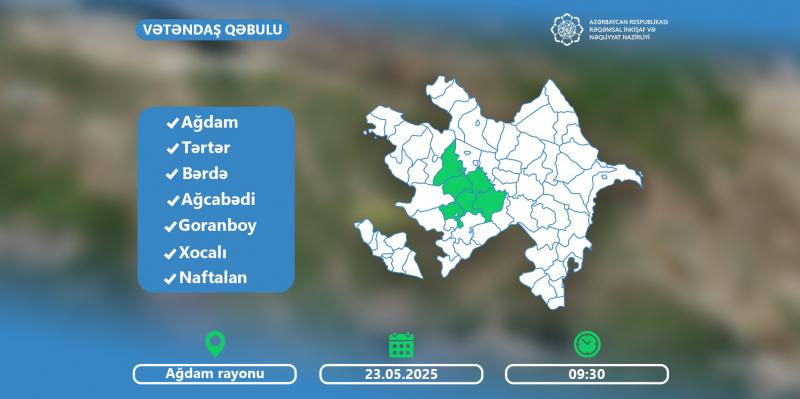 Nazir Rəşad Nəbiyev Ağdamda vətəndaşları qəbul edəcək