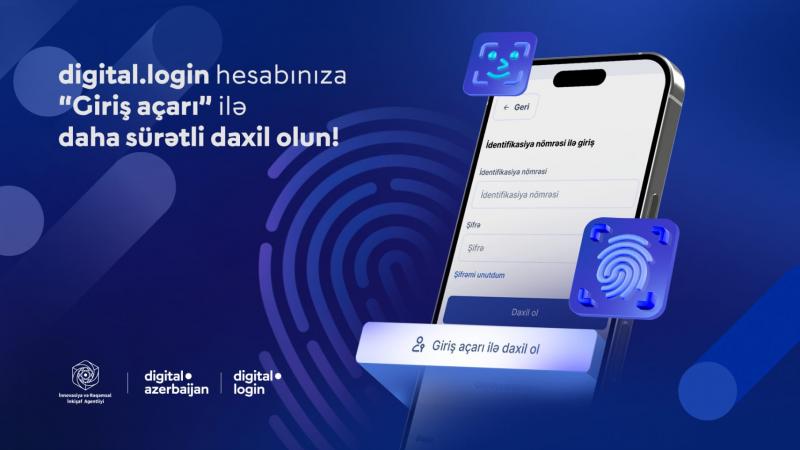 “digital.login”ə biometrik giriş açarı ilə daxil olmaq mümkündür