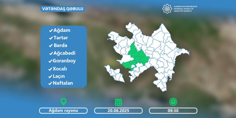 Nazir Rəşad Nəbiyev Ağdamda vətəndaşları qəbul edəcək