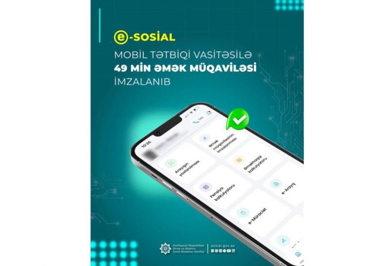 “E-sosial” mobil tətbiqi ilə 49 min əmək müqaviləsi imzalanıb
