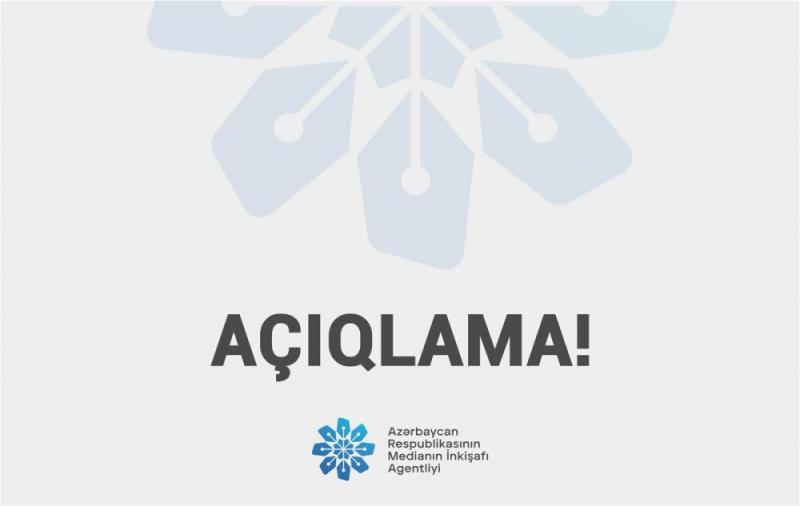 Medianın İnkişafı Agentliyi açıqlama yayıb