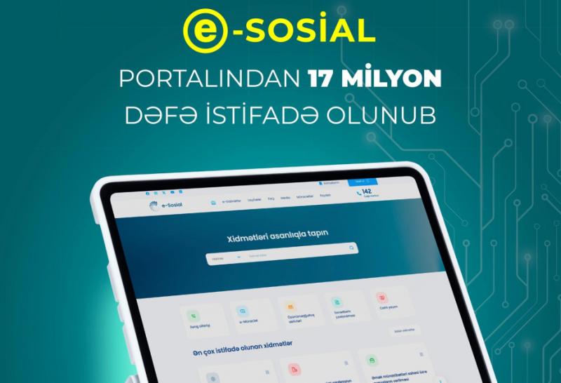 Son bir ildə “e-sosial”dan 17 milyon dəfə istifadə olunub