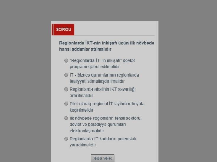 Regionlarda İKT-nin inkişafı üçün hansı addımlar atılmalıdır? - Sorğu 