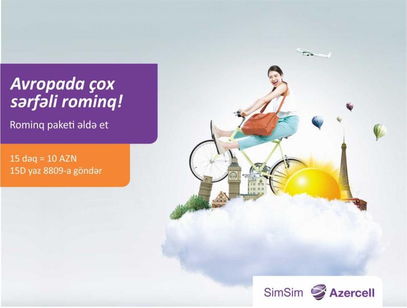 Azercell 10 AZN-ə 15 dəq rominq xidməti təklif edir
