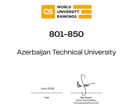 AzTU “QS dünya universitetləri reytinqi”ndə 801–850-ci yerdə qərarlaşıb
