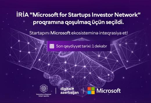İRİA “Microsoft for Startups Investor Network” beynəlxalq proqramına qoşulub