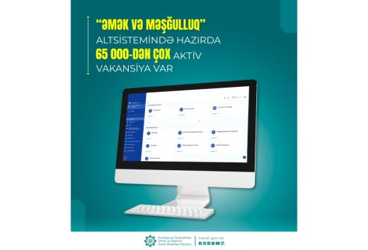 “Əmək və Məşğulluq” altsistemində hazırda 65 mindən çox aktiv vakansiya var