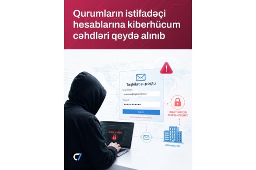 Bəzi qurumların istifadəçi hesablarına kiberhücum cəhdləri qeydə alınıb